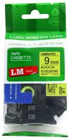 LM Tapes - Brother PT-P300 Cube 3/8" (9mm 0.35 Laminated) Black on Bright Yellow (Fluorescent) Compatible TZe P-touch Tape for Brother P-touch Cube Model P300 Label Maker.