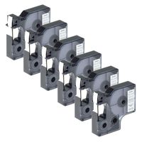 GREENCYCLE 6PK Replacement Rhino IND 18443 3/8" x 18ft 9mm x 5.5m Permanent Vinyl Tape Labels Black on White Compatible for Dymo Rhino 1000 3000 4200 6000 LabelWriter 450 Duo ILP 219 3M PL150 PL200