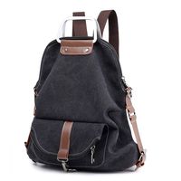 SUNNY SHOP Laptop Travel Backpack For Women Travel Shoulder Bag Canvas School Backpack Waterproof Lightweight Black