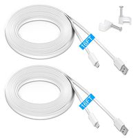 [2 Pack] 16.4FT Extension Power Cable for Wyze Cam Pan, WyzeCam, Kasa Cam, YI Dome Home Camera, Furbo Dog, NestCam Indoor, Blink, Netvue, Durable Charging Flat Cable for Home Security Camera