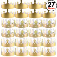 SIQUK 27 Pieces Golden Paper Crown Party Gold Crowns Hats King Crowns for Party and Celebration