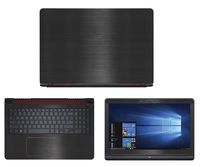 Decalrus - Protective Decal for Dell Inspiron i5577 (15.6" Screen) Laptop Black Texture Brushed Aluminum Skin case Cover wrap BAdellInspironi5577Back