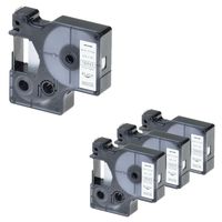 NineLeaf 4 Pack Black on White Vinyl Label Tape Compatible for DYMO 18443 Rhino LabelManager 210D 360D 420P Label Maker, 9mm(3/8") x5.5m(18ft)