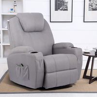 Esright Grey Fabric Massage Recliner Chair 360 Degree Swivel Heated Ergonomic Lounge