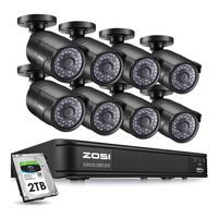 ZOSI PoE Home Security Camera System,8CH 2MP NVR with (8) 2.0 Megapixel 1920x1080 Outdoor/Indoor Surveillance Bullet IP Cameras 120ft Long Night Vision(2TB Hard Drive Built-in)