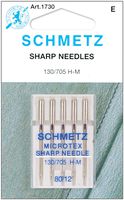 Euro-Notions Microtex Sharp Machine Needles-Size 12/80 5/Pkg