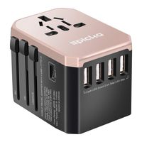 Universal Travel Power Adapter - EPICKA All in One Worldwide Wall Charger AC Plug Adaptor with 5.6A Smart Power and 3.0A Type-C for USA EU UK AUS (Rose Gold)