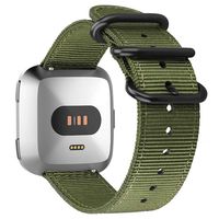Fintie for Fitbit Versa 2 / Versa/Versa Lite Edition Bands, Soft Nylon Replacement Strap Wristband Accessories Compatible with Fitbit Versa Smart Watch - Olive