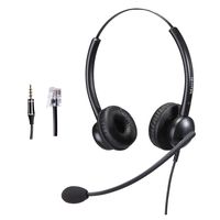 Telephone Headset with RJ9 Jack for Phone with Noise Cancelling Microphone Plus Extra 3.5mm Connector Compatible with Toshiba Mitel Aastra Shoretel Allworx Inter-Tel
