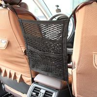 MagiqueW Car Seat Storage Mesh/Organizer - 3 Lays Back Seat Elastic Cargo String Net Pouch Holder for Bag Luggage Pets Kids Barrier Disturb Stopper