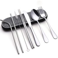 Travel Utensils,Reusable Silverware Set To Go Portable Cutlery Set with a Waterproof Carrying Case for Lunch Boxes Workplace Camping School Picnic (Grey diamond Grid)