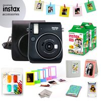 Fujifilm Instax Mini 70 Bundle (Black) - Fuji Camera Instant Film (40 Sheets) + 9-in-1 Accessory Bundle - Carry Case, 4 Color Filters, 2 Photo Albums, Assorted Frames & Much More