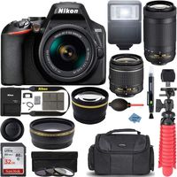Nikon D3500 DSLR Camera w/AF-P DX 18-55mm VR & 70-300mm Double Zoom Lens Kit Travel Case + Wide Angle & Telephoto Lens + Filter Set 32GB Ulitimate Bundle