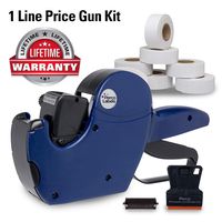 Perco 1 Line Price Gun with Labels Kit - Includes 1 Line Pricing Gun, 10,000 White Labels, with Pre-Loaded Inker