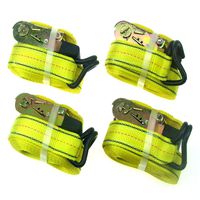 HFS 4pcs 1-1/2 x 15 ft Heavy Duty Ratchet Cargo Tie Down Straps 3000 lbs Dual J-Hooks