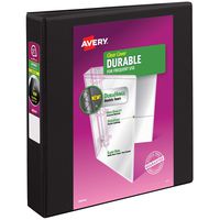 Avery 17021 Durable View Binder w/Slant Rings, 11 x 8 1/2, 1 1/2" Cap, Black