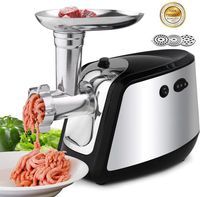 Electric Meat Grinder, Meat Mincer with 3 Grinding Plates and Sausage Stuffing Tubes for Home Use &Commercial, Stainless Steel/Silver/1500W (Silver-1500W)