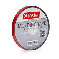 XFasten Super Strength Automotive Molding Tape, Gray, 1/2-Inch x 30-Foot, Double Sided Exterior Mounting Tape for Auto Body Molding, Trim, Side Mirror, Emblem, Nameplate and Outdoor Applications
