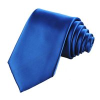 KissTies Royal Blue Satin Tie Solid Necktie Wedding Ties + Gift Box