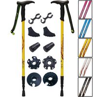 kaimei T-handle Trekking Poles Telescopic Aircraft Aluminum Alloy Collapsible Lightweight Anti Shock Hiking Sticks 1 Pair (Yellow)