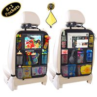 Car BackSeat Organizer,10"Tablet Holder+9 Storage Pockets Kick Mat,Car Seat Back Protectors for Kids Drink Toy Diaper,Organizers for Van SUV,Car Accessories for Kids &Toddlers(2 Pack) (8+1 pockets)