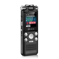 Digital Voice Recorder - 16GB Voice Activated Recorder with Playback USB Rechargeable, Noise Cancelling Audio Recorder for lectures, Double Microphone for HD Sound Recording Metal Casing Dictaphone (Renewed)