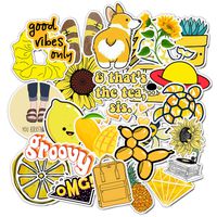 VSCO Yellow Stickers 50 Pcs for Girl Boy Lovely Waterproof Stickers Aesthetic Trendy Water Bottles Stickers Suitable for Hydro Flask,Laptop,Phone,Travel,Sharing,Yeti, Car (Yellow)