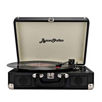 Byron Statics Record Player Vinyl Vintage Turntable Portable Nostalgic 3-Speed 2 Stereo Speakers Replacement Needle 9V 0.8A DC in Standard RCA Headphone Outputs Black