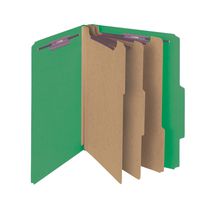 Smead Pressboard Classification File Folder with SafeSHIELD Fasteners, 3 Dividers, 3" Expansion, Letter Size, Green, 10 per Box  (14097)