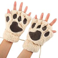 Gloves us Warm Fingerless Gloves Cute Plush Bear Claw Cat Paw Soft Gloves Winter Mittens for Women