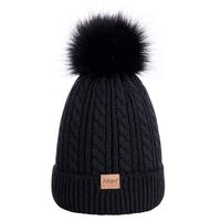 Kids Toddler Baby Winter Beanie Hat, Children's Warm Fleece Lined Knit Thick Ski Cap with Pom Pom for Boys Girls (Black)
