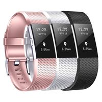 Compatible Fitbit Charge 2 Bands 3pcs Charge 2 Replacement Bands Adjustable Accessory Wristbands for Fitbit Charge 2（Rose Gold Silver Black Small Size
