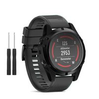 HSWAI Compatible BandsReplacement for Garmin Fenix 5X/Fenix 5X Plus/Fenix 3/Fenix 3 HR，26mm Width Soft Silicone Watch Strap with Black Metal Buckle for Women & Men(Black)