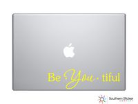 Be You Tiful Text Black Bathroom Silhouette Macbook Symbol Iphone Apple Ipad Decal Skin Sticker Laptop (Yellow)
