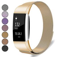 Mosonoi Compatiable with Fitbit Charge 2 Bands, Adjustable Metal Straps Replacement Bands Charge 2 Accessories Fit for Fitbit Charge 2 Smartwatch Women Men(Small, Gold)