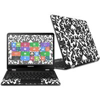 MightySkins Skin Compatible with Samsung Chromebook Pro 12.3" - Black Damask | Protective, Durable, and Unique Vinyl Decal wrap Cover | Easy to Apply, Remove, and Change Styles | Made in The USA
