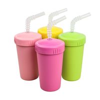 Re-Play Made in The USA 4pk Straw Cups for Baby, Toddler, and Child Feeding - Bright Pink, Lime Green, Blush, Yellow (Tulip+)