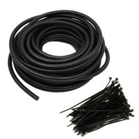Best Connections 100 Ft 1/4" Split Wire Loom Tubing Free 100 Pcs 4" Nylon Zip Ties Combo (Black)
