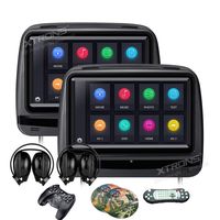 XTRONS 2x9 Inch Pair Touch Screen Car Auto Headrest DVD Player Game 1080P Video Built-in HDMI Port Headphones Included (Black)