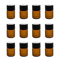 Super Z Outlet 1ml (1/4 dram) Mini Amber Glass Vial Bottles with Orifice Reducer and Cap for Essential Oils, Colognes & Perfumes (12 Pack)