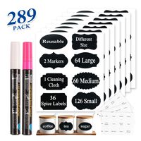Chalkboard Labels Set, Tebik 289 Pack Large Medium and Small Chalkboard Stickers, Chalk Markers & Spice Labels Reusable for Home Office School Bars Shops Pantry Storage Jars Glass Bottles Crafts