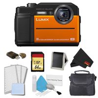 Panasonic Lumix DC-TS7 Digital Camera (Orange) Memory Kit w/Camera Case