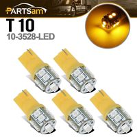 Partsam T10 LED Light Bulbs 5pcs 10-3528-SMD Chipset 194 168 Amber LED Replacement Bulbs Compatible with Jeep/Ford/Dodge/Chevrolet/GMC Pickup Truck Cab Marker Roof Running Top Light 12V (Pack of 5)