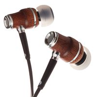 Symphonized NRG X Sapele Wood Earbuds, Ergonomic Design in-Ear Noise-Isolating Headphones, Earphones with Angle-Fit Ear Tips, in-line Microphone and Volume Control, Stereo Earphones (Black & White)