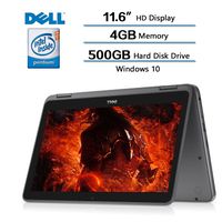 2018 Dell Inspiron 11.6" 2-in-1 Convertible HD Touchscreen Laptop - Intel Quad-Core Pentium N3710 1.6GHz, 4GB RAM, 500GB HDD, MaxxAudio, 802.11bgn, Webcam, Bluetooth, HDMI, Win 10