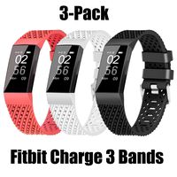 WISHTA Fitness Bands Compatible with Fitbit Charge 3 & Charge 3 SE, Waterproof Replacement Strap for Women Men, Multi-Colors Bands 3 Pack (3pcs-or,wh,bl, Large(Band for Charge 3, not Charge 2))