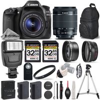 Canon EOS 80D Wi-Fi Full HD 1080P Digital SLR Camera + Canon 18-55mm IS STM Lens + .43x Wide Angle Lens + 2.2X Telephoto Lens. All Original Accessories Included - International Version