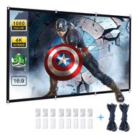 Projector Screen, Powerextra 120 inch 16:9 HD Foldable Anti-Crease Portable Washable Projection Screen for Home Theater Outdoor Support Double Sided Projection