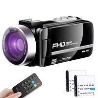 【Full Upgrade】 Ultra HD Video Camera Camcorder Vlogging Camera 1080P 30FPS Recorder Camera Remote Control IR Night Vision 3.0" Touch Screen with Separate Battery Charger, 2 Batteries