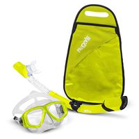 PRODIVE Premium Dry Top Snorkel Set - Impact Resistant Tempered Glass Diving Mask, Watertight and Anti-Fog Lens for Best Vision, Easy Adjustable Strap, Waterproof Gear Bag Included (Yellow)